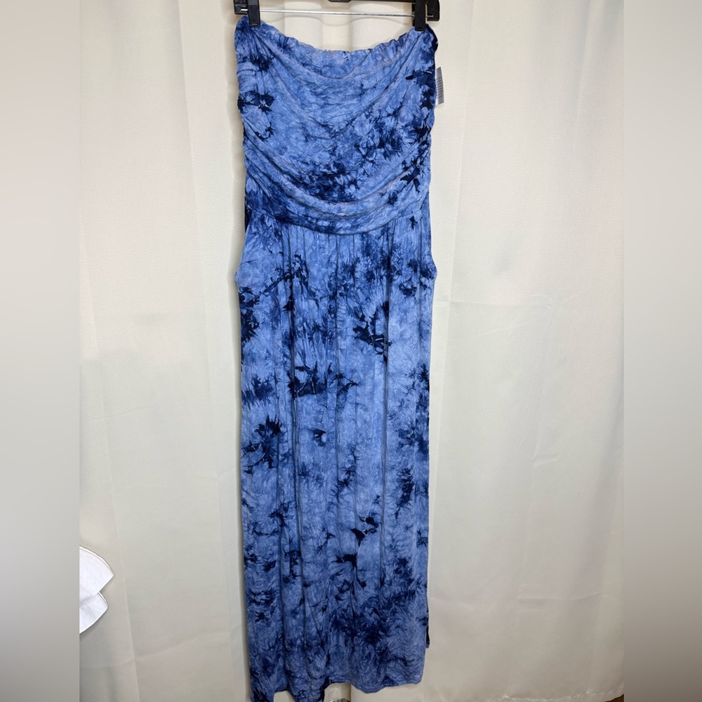 Elle Blue Tie-Dye Strapless Maxi Dress